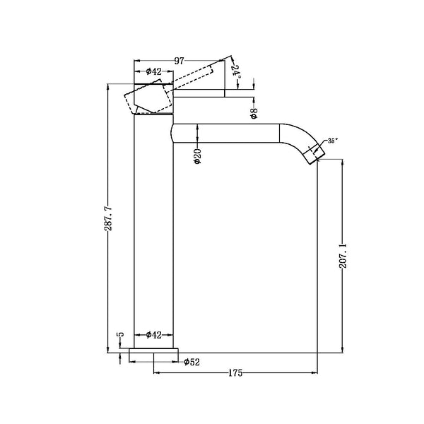 Zen SS316L Tall Basin Mixer Brushed Bronze (NR162201aBZ)
