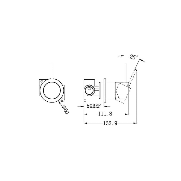 MECCA SHOWER MIXER 60MM HANDLE UP PLATE MATTE WHITE (NR221911JMW)