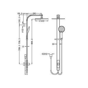 ASTRA RAIN ROUND TWIN SHOWERDOUBLE HOSE MATTE BLACK (NR281305bMB)