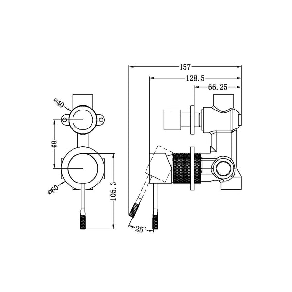 OPAL SHOWER MIXER WITH DIVERTOR SEPARATE PLATE BRUSHED NICKEL (NR251909eBN)