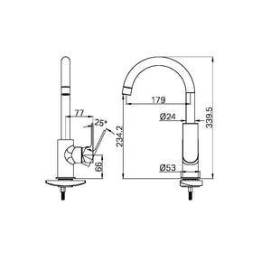 BIANCA KITCHEN MIXER GOOSENECK SPOUT BRUSHED NICKEL (NR321506BN)