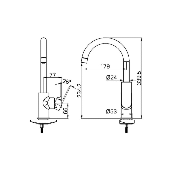 BIANCA KITCHEN MIXER GOOSENECK SPOUT BRUSHED NICKEL (NR321506BN)