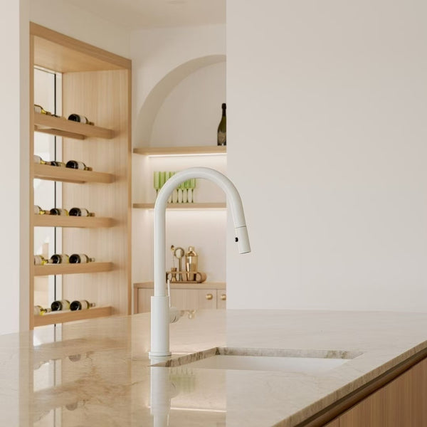 MECCA PULL OUT SINK MIXER WITH VEGIE SPRAY FUNCTION MATTE WHITE (NR221908MW)