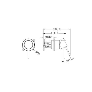 MECCA SHOWER MIXER 60MM PLATE BRUSHED NICKEL (NR221911HBN)
