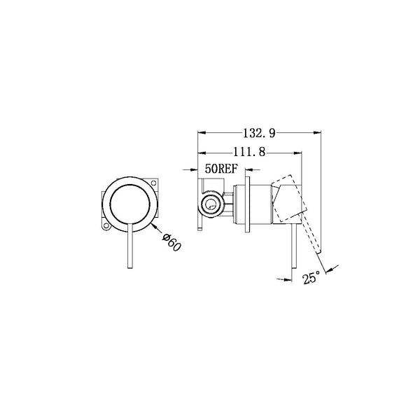 MECCA SHOWER MIXER 60MM PLATE BRUSHED NICKEL (NR221911HBN)
