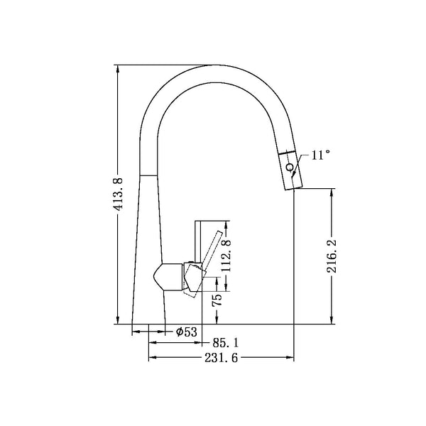 DOLCE PULL OUT SINK MIXER WITH VEGIE SPRAY FUNCTION MATTE BLACK (NR581009cMB)