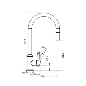 YORK PULL OUT SINK MIXER WITH VEGIE SPRAY FUNCTION WITH METAL LEVER AGED BRASS (NR69210802AB)