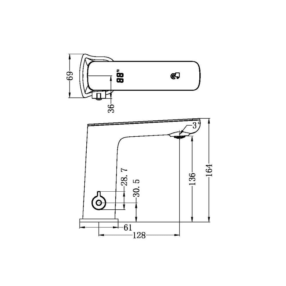CLAUDIA SENSOR MIXER WITH BLACK TOP DISPLAY BRUSHED NICKEL (NR222101BN)