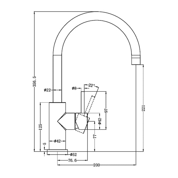 Zen SS316L Kitchen Mixer Graphite (NR162207GR)