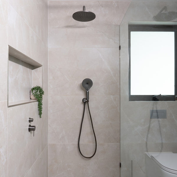 MECCA SHOWER MIXER WITH DIVERTOR SEPARATE BACK PLATE GUN METAL (NR221911SGM)
