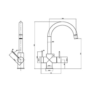 Mecca 3 Way Filtered Mixer Tap Gun Metal (NR221907eGM)