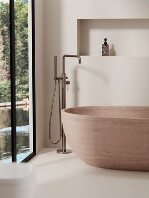 OPAL FREESTANDING BATH MIXER WITH HAND SHOWER BRUSHED BRONZE (NR251903aBZ)