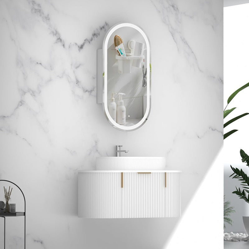 CARYSIL 900mm Fluted Wall Hung Vanity 900 x 469 x 412mm