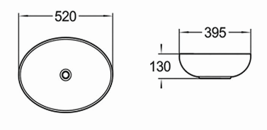 PA5239MW Above Counter Basin 520*390*130mm Matt White