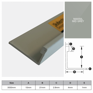 L Shape Trim Aluminium 3m - Maxisil Mid Grey