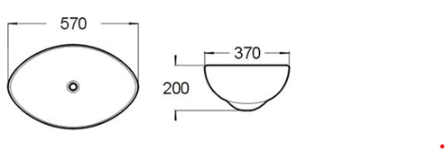 PA5839 Above Counter Basin 570*370*200mm Gloss White