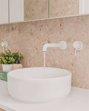 MECCA WALL BASIN/BATH MIXER SEPARATE BACK PLATE 120/160/185/230/260MM MATTE WHITE