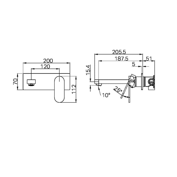 ECCO WALL BASIN/BATH MIXER CHROME (NR301310aCH)