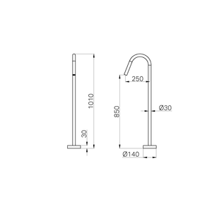 MECCA FREESTANDING BATH SPOUT ONLY GUN METAL (NR221903aGM)