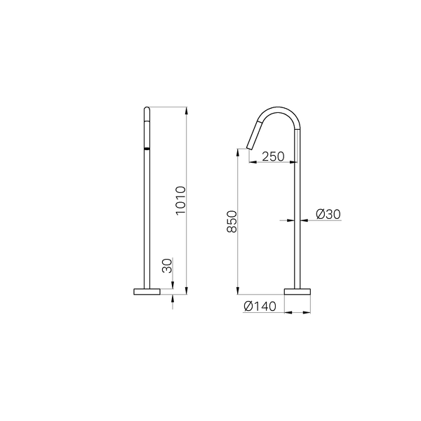 MECCA FREESTANDING BATH SPOUT ONLY GUN METAL (NR221903aGM)