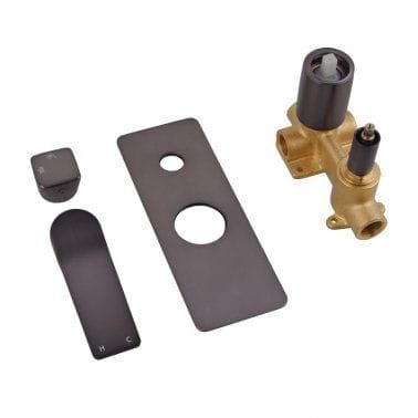 TSI Mixer Taps RUSHY Series Square Brushed Gun Metal Grey Wall Mixer With Diverter BUGM0155.ST