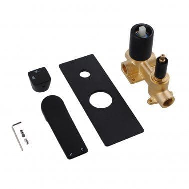 TSI Mixer Taps RUSHY Series Square Black Wall Mixer With Diverter OX0155.ST