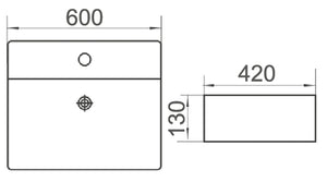 WB 6042 BRAVO Above Counter Basin 600x420x130MM