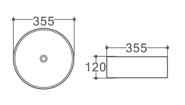 WB3535MG JAMIE Above Counter Basin in Matte Mist Grey Finish 355*355*120MM