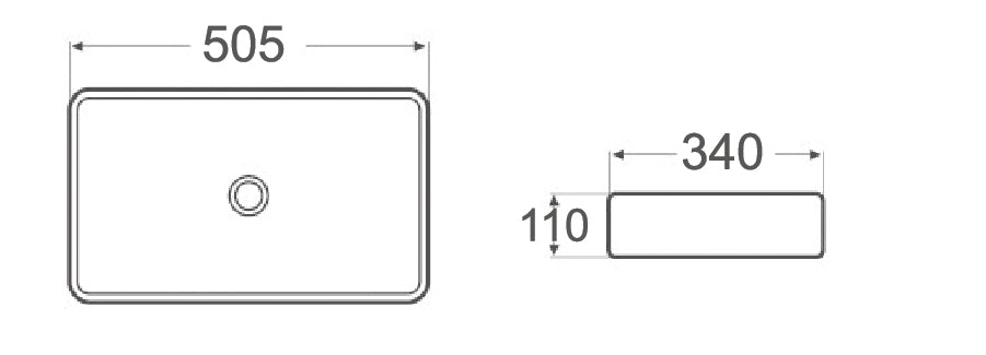 WB 6035B DIOR-II Above Counter Basin in Gloss White Finish 505x340x110MM