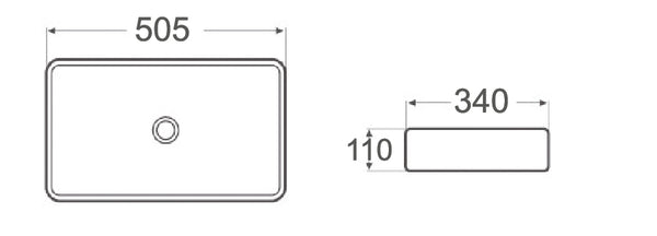 WB 6035B DIOR-II Above Counter Basin in Gloss White Finish 505x340x110MM