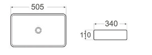 WB 6035M DIOR-II Above Counter Basin in Matte White Finish 505x340x110MM