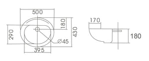WB 5043 COMO Semi Recess Basin 500x430x180MM