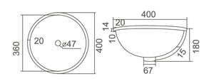 WB4040U RENO Under Counter Basin 400x400x180MM