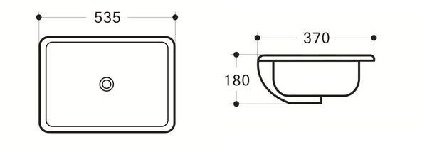Wb 5038B QUBI Under Counter Basin 535x370x180MM