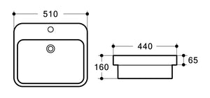 WB 5144 COCO Half Insert Basin 510x440x160MM