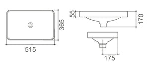 WB 5237A REAGAN Half Insert Basin 515x365x170MM