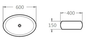 PA6040MB Above Counter Basin 600*400*150mm Matt Black