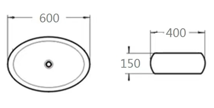PA6040MB Above Counter Basin 600*400*150mm Matt Black