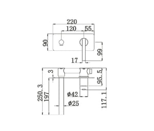 WT 2318BN ROMEO Basin/Bath Set in Brushed Nickel