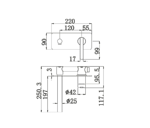 WT 2318BN ROMEO Basin/Bath Set in Brushed Nickel