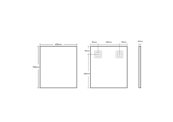 KDK- KS6075F-MB MATTE BLACK ALUMINIUM FRAMED MIRRORS 600*750MM