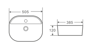 WB3850 EXON Above Counter Basin 505x385x120MM