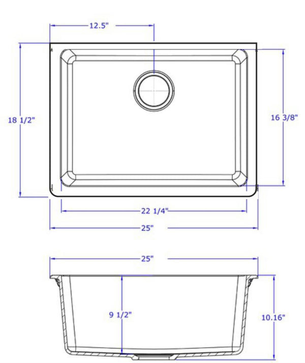 TSI Sinks WH6347.KS WHITE GRANITE QUARTZ STONE UNDERMOUNT KITCHEN SINK SINGLE BOWL 635*470*241MM
