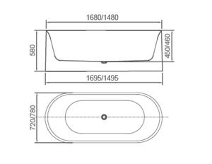 BT 318SM PIAZA RD 1500mm Free Standing Bath Tub in Matte White 1480x720x580mm