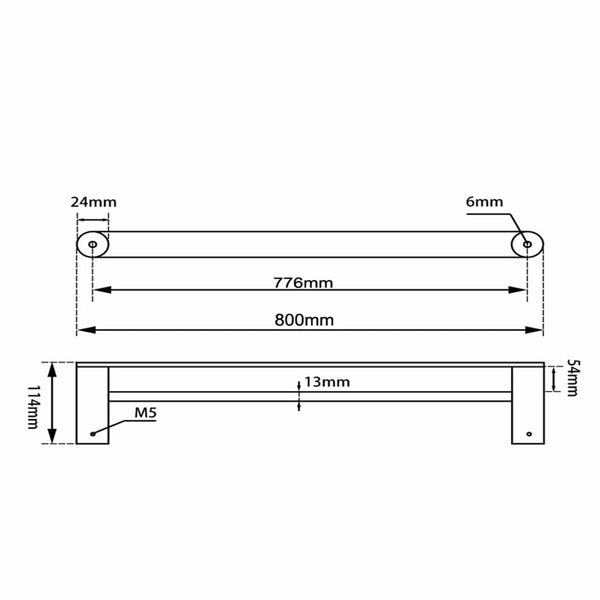 TSI Bathroom Accessories BUYG6502.8.TR RUSHY BRUSHED BRASS DOUBLE TOWEL RAIL 800MM