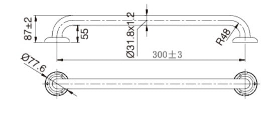 TP GRAB300MK MOBI CARE 300mm Grab Rail in Matte Black
