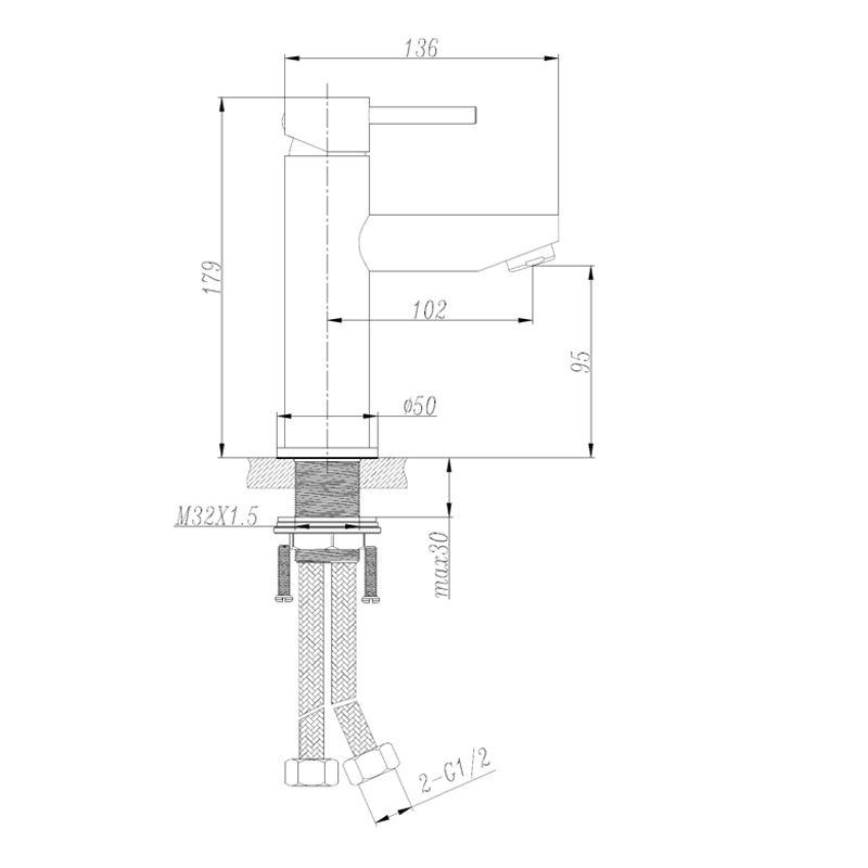 WT 6651GM JESS Basin Mixer in Gun Metal