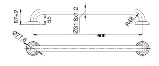 TP GRAB600 MOBI CARE 600mm Grab Rail in Stainless Steel