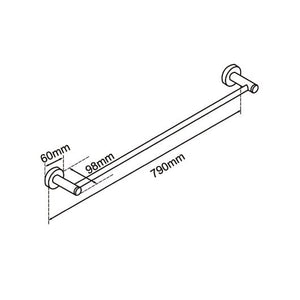 TSI Bathroom Accessories LUCID PIN Series Round Black Single Towel Rack Rail 790mm OX6601.TR