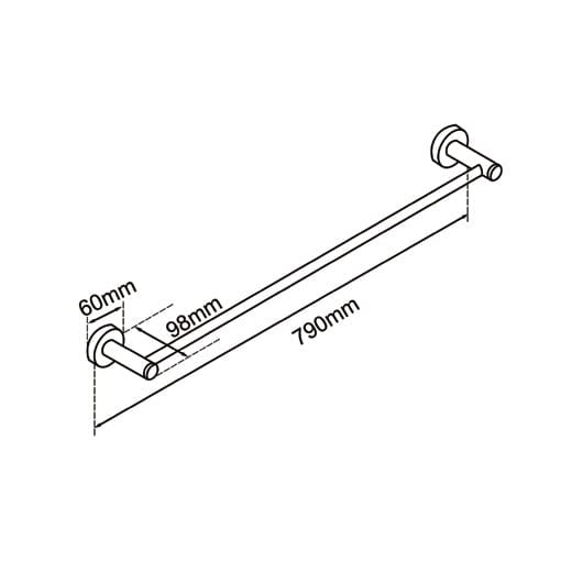 TSI Bathroom Accessories LUCID PIN Series Round Black Single Towel Rack Rail 790mm OX6601.TR
